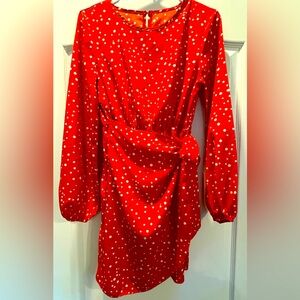 Shein red and white polka dot dress size small